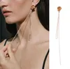 Earing Racing sister-in-law Gao Ye, Chen Shuting, the same 14k real gold, super-long chain earrings, tassels, small earrings