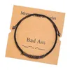 Länk armband kedja morse kod för kvinnor män charm handgjorda pärlor svart flätat rep par armband justerbara vänskap smycken gåvor