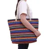 Moda Tasarım Tuval Stripe Tote Bag Çanta Büyük Kapasite Tote Hediye Çantaları Çevre Dostu Yeniden Kullanılabilir Kadınlar Alışveriş Omuz Çantası Outwayo Plaj Çanta