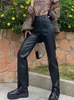 Spodnie damskie Capris Damskie spodnie czarne sztuczne skórzane spodnie Lady pu luźne pensile spodnie uliczne moda elegancka wysoka talia proste spodnie 230310