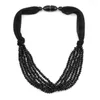 Pendanthalsband Silkrep Chunky Glass Crystal Bead Statement Necklace For Women Florate Fashion Handgjorda festsmycken