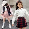 Jupes Enfants jupe plissée vintage pour fille plaid coton s vêtements scolaires printemps automne adolescent enfants vêtements 314Y 230310