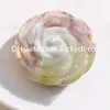 Natural Cherry Blossom Agate Flower Carving Wedding Decor Chakra Balancing Meditation Sakura Quartz Crystal Floral Chalcedon Gemstone Palm Pocket Stone 50-60mm