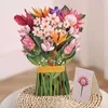 Cadeaubonnen Bouquet Ggreeting Card 3D wenskaart voor verjaardagsmoeders Vaderdag Graduation Wedding Dank u voor zegencadeau Z0310