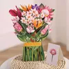 Presentkort Bouquet Ggreeting Card 3D GRÖD KORT FÖR Födelsedagsmödrar Fars dag Graduation Wedding Tack för att du välsignade gåva Z0310