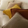 Pillow Soft Plain Cover 45x45cm Fleece Ivory Brown Coffee Sham For Home Decoration Bed Sofa Couch Warm