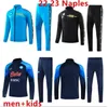 22 23 Long Pull AE7 D10S NAPOLI TRACTSUIT 재킷 축구 저지 ZIELINSKI 2022/23 하프 당김 긴 슬리브 SSC Naple Long Zipper Set Veste Suit