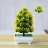 Decorative Flowers Artificial Christmas Pine Tree Bonsai Green Plants Fake Flower Potted Furnishings Small Home Garden Decoration Desktop