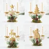 Candle Holders Navidad Noel Christmas Decoration Year Holder Metal Tree Candlestick Santa Berry Ornament Xmas Table Decor