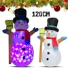 Dekoracje świąteczne -1,2 mln Snowman Kolorowe obracanie światła LED nadmuchiwane modele Doll Broom Dekoracja okładki z fanami US