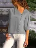 Women's Blouses Women's Solid Blouse 2023 Summer Fashion Long Sleeve Skew Collar Chiffon Top Elegent Work Wear Shirt Single-breasted