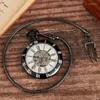 Pocket Watches Luxury Copper Mechanical Watch Blacksilver Roman Numal Dial Automatic Self-Wind Movement Present For Men Women 2023