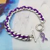 Bracelets de charme 1pcs Consciência Cancer Purple Ribbon Bracelet Cadeia de Anniversary Decoração PRB004