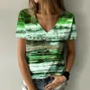 Women's T-Shirt Fashion Women's Color Block Tie Dye Painting T Shirt Loose Print Summer V Neck Basic Tops / 3D Print Shirt XS-8XL