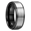 Fedi nuziali Uomo Wemen Bands 8mm 6mm Rose Con bordi a gradini Anello di fidanzamento in carburo di tungsteno Oro nero Finitura spazzolata Comfort Fit