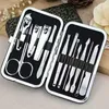 Nail Art Kits Manicure Kit Clippers Set Professional Pedicure Zwart roestvrijstalen make -up verzorging Cutter oor pick pincet pincet