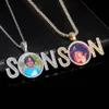 Hip Hop Customize Letter SON Photo Pendant Necklace Memorial Frame Medal Gifts