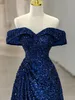 Océan bleu a-ligne longue Robe De bal épaules dénudées paillettes 2023 élégante soirée robes De soirée soirée femmes Robe De soirée