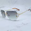 56% OFF Sunglasses 2023 Oversized es Metal Retro Brand Rimless Carter Glasses Wire Customized Cut Adge Trendy Men SunglassKajia New