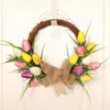 Decorative Flowers Door Wreath Fancy Fresh-keeping Beautiful Hanging Artificial Tulip For Living Room Front Wall