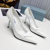 Luxe merken sandaal voor dames damessandalen met hoge hakken Geborsteld Slingback Patent Slingback Pumps 70mm spitse neus slingback zwart wit nude box