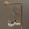 Hoop Earrings Go2Boho Boho Jewelry For Women Stainless Steel Circle Ear Ring Real Pearls Earring 2023 Colorful Beads Handmade Gift