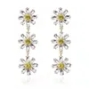 Dangle Earrings Daisy Bright Rhinestone Female Korean Super Fairy Elegant Temperament French Fresh