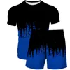 Mens Tracksuits 3D Printing Short Sleeve Shorts Twopiece Abstract Painted TShirt Suit and Womens Casual Trend 230308