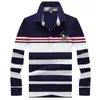 Herrtshirts Autumn Winter Polo Shirt Högkvalitativt varumärke Bomull Män affärs randiga solida män kläder 230309