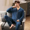 Vêtements de nuit pour hommes 6XL complet coton Pijama pour hommes 2 pièces vêtements de nuit de salon Pyjamas Plaid automne robe de lit vêtements de maison homme PJs pur coton pyjamas ensemble 230311