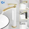Bathroom Sink Faucets Bathroom Faucet Brass Gold Black Bathroom Basin Faucet Cold And Water Mixer Sink Tap Deck Mounted White Gold Tap 230311