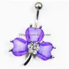 Navel Bell Button Rings D0688 Purple Color Leave Belly Stud For Fashion Jewelry Piercing Body Drop Delivery Dhgarden Dhceo