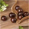 Beads 8Mm Charms Natural Diy Wooden Set 300Pcs/Lot Coffee Brown Wood For Jewelry Making Round Hole Beaded Drop Dhel2