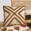 Cushion/Decorative Pillow Nordic Yellow Brown Tufted Cushion Cover Triangle Tufted Embroidery Decorative Throw Pillow Cover Bedside Sofa Waist Pillowcase 230311