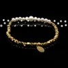 S Simple Square Pearl Feeling paar Bracelet vrouwelijke sieraden klein ontwerp elastisch touw handwar