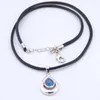 Pendant Necklaces Fashion Silver Plated Bohemia Women Birthday Party Fire Opal Leather Cord Rope Chain Necklace OP050