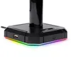 N HA300 SPELHEADSET STAND RGB Bakgrundsbelyst aluminium som stöder bar som inte glider fast gummibas 4x USB 2.0 för alla hörlurar