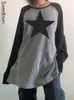 Женская футболка Sweetown Star Print Kawaii y2k Contrast Contrast Patchwork Harajuku Одежда