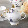 Cups Saucers One Set Include 6 Big Pot Tower Post Gold-plated Gild Porcelain Coffee Cup And Saucer Ceramic Mugs GILDING Demitasse