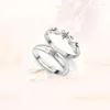 Bruiloft ringen liefhebbers 925 Sterling Silver Women Men Cz Crysatl sieraden voor romantische cadeau -topkwaliteit