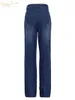 Women's Jeans Clacive Vintage Blue Denim Jeans Woman Fashion High Waist Straight Office Lady Trousers Elegant Full Length Pants For Women 230311