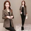 Women's Suits Blazers Women Plaid Suit Jacket Small All-Match Age Reduction Tops Female Relf-Cultivation Temperament Spring Autumn Small Suits106 230311