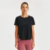 Yoga ll lyxkläder av högkvalitativ enkel fritidsrock Yoga Lady Woman Kortärmade kläddesigners bleknar inte med kort ärm T-shirt Yoga Gym T-shirt svart