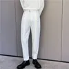 Men's Pants Korean Style Chic Harem Pants Men Solid Black White Man Trouser with Belt Spring Summer Tapered Ankle Length Casual Pant Quality 230311