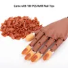 Nail Practice Display Nail Art Practice Equipment with 100pcs False Nails Adjustable Flexible Manicure Training Prosthetic Hand Nail Art False Hand 230310