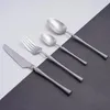 Yemek takımı setleri Gümüş ev çatal bıçak takımı 16 adet paslanmaz çelik çatal bıçak kaşık sofra takımı üst düzey sofra takımı damlası