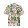 Mäns avslappnade skjortor 3d svart daisy blommor tryckt hawaiian kort ärmskjorta män sommar lös för harajuku toppar streetwear