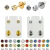 Stud Earrings 2pcs Steel Earring Studs Ear Piercing Gun Birthstone Gem Gold/Silver Color Tragus Cartilage Body Jewelry