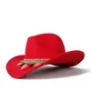 Breda brim hattar kvinnor ull ihålig västerländsk cowboy hatt lady tasseloutblack cowgirl sombrero hombre jazz mössa