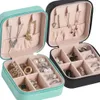 Jewelry Boxes Jewelry Box Portable Leather Jewelry Organizer Box Display Travel Jewelry Case Boxes Button Leather Storage Zipper Jewelers 230310